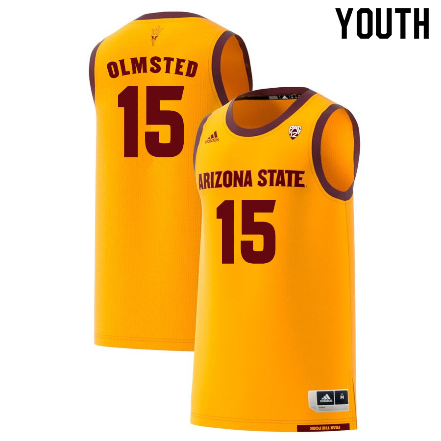 Youth #15 John Olmsted Arizona State Sun Devils College Basketball Jerseys Sale-Gold
